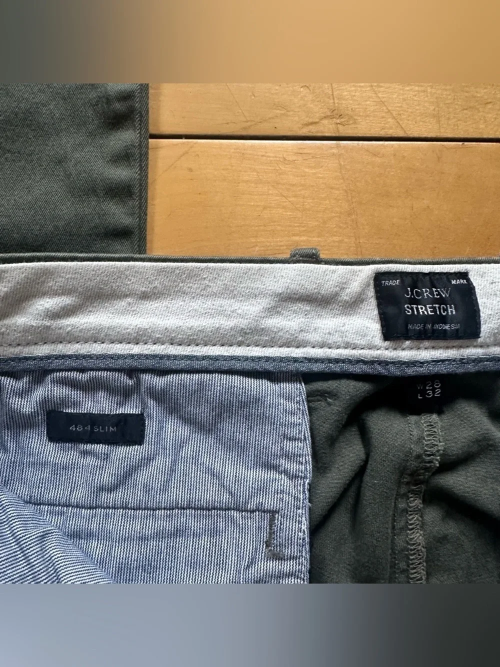 💜 J. Crew Green Stretch 484 Slim Chino Pants (W28 L32)